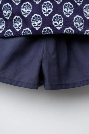 Юбка-шорты из вельвета с цветами- Заказать в России