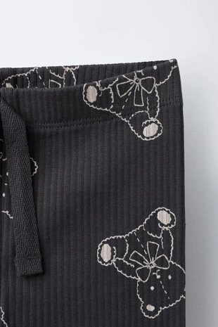 Anthracite grey | 4424/526/807 - Zara Легинсы в рубчик с принтом