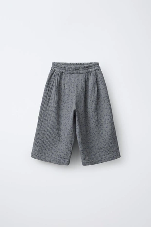 Купить Zara Брюки-кюлоты из рельефной ткани с цветочным принтом