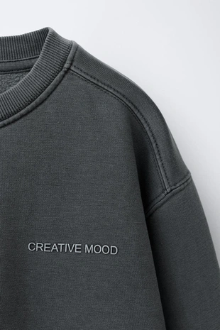 Grey | 3402/706/802 - Zara Толстовка с надписью и эффектом потертости