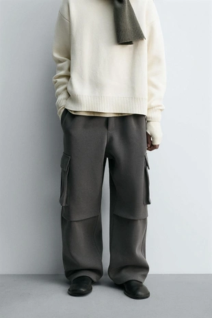 Купить Zara Брюки карго из неопрена со складками