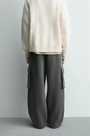 Blue / Grey | 6318/304/485 - Zara Брюки карго из неопрена со складками