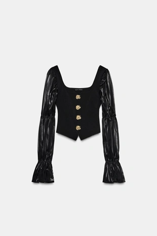 Топ эластичный с пуговицами- Заказать в России