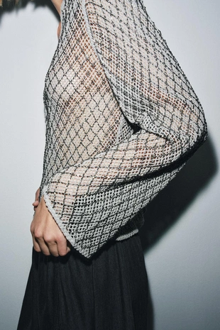 Вязаный топ с бусинами- Заказать в России