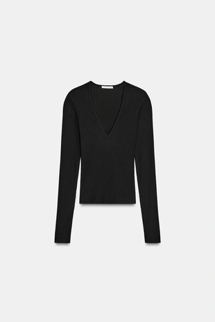 Топ в рубчик с длинными рукавами- Заказать в России