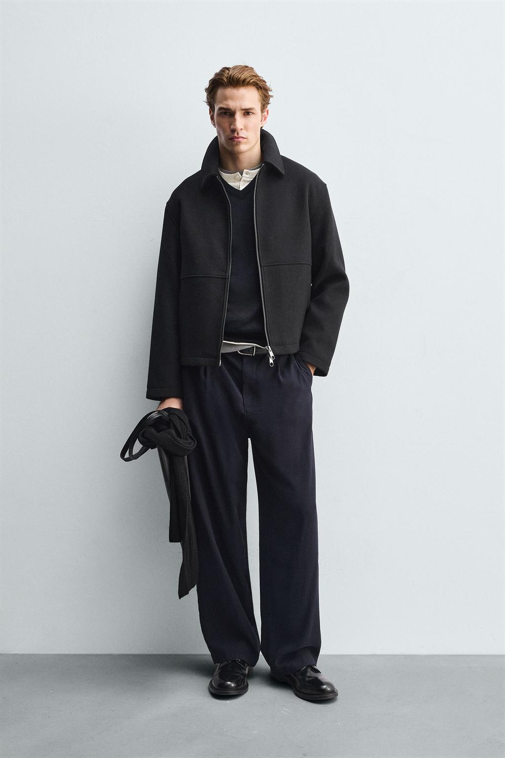 Zara Куртка из рельефной ткани с молнией - Цвет черный - black