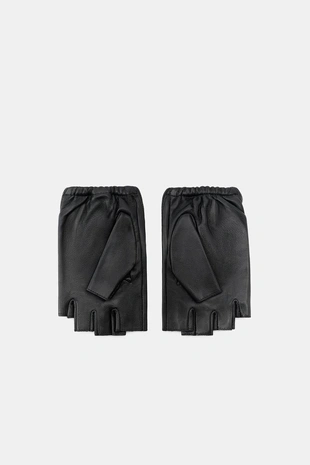 Короткие кожаные митенки с заклепками и камнями- Заказать в России