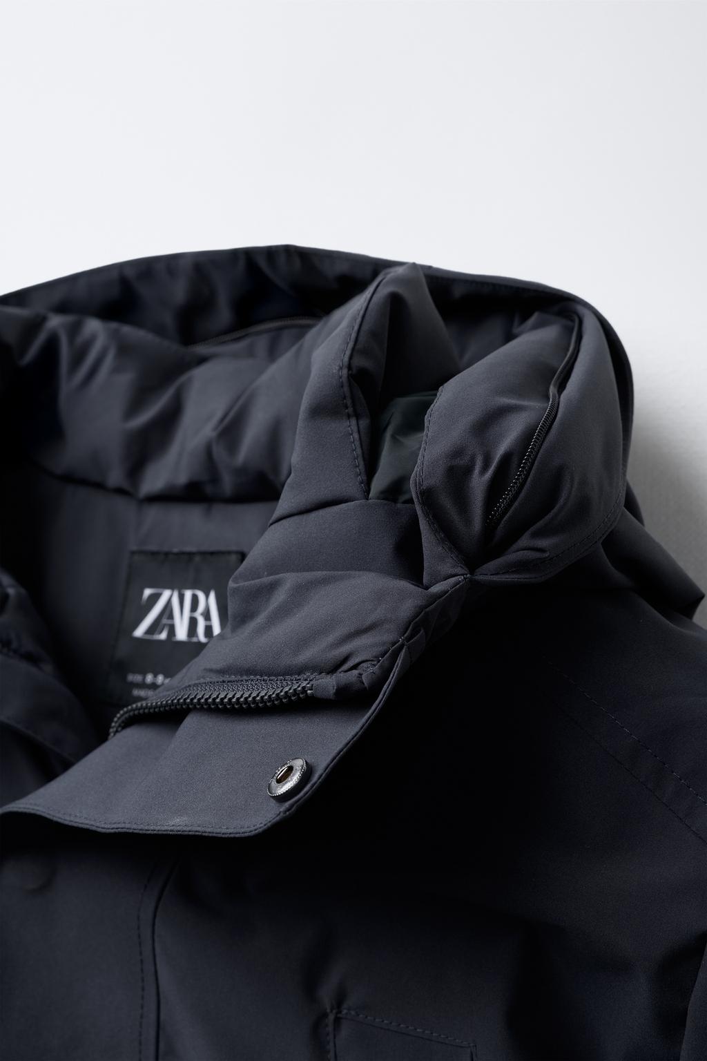 LONG FEATHER AND DOWN WATER-REPELLENT PUFFER JACKET WITH DETACHABLE FAUX FUR HOOD