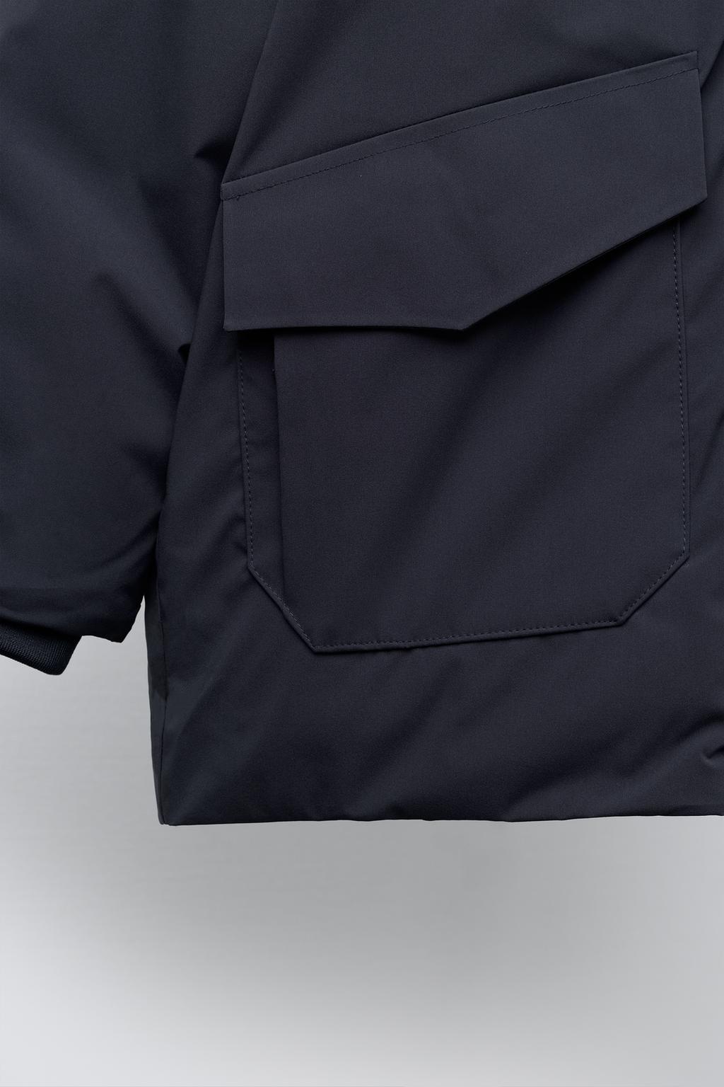 LONG FEATHER AND DOWN WATER-REPELLENT PUFFER JACKET WITH DETACHABLE FAUX FUR HOOD