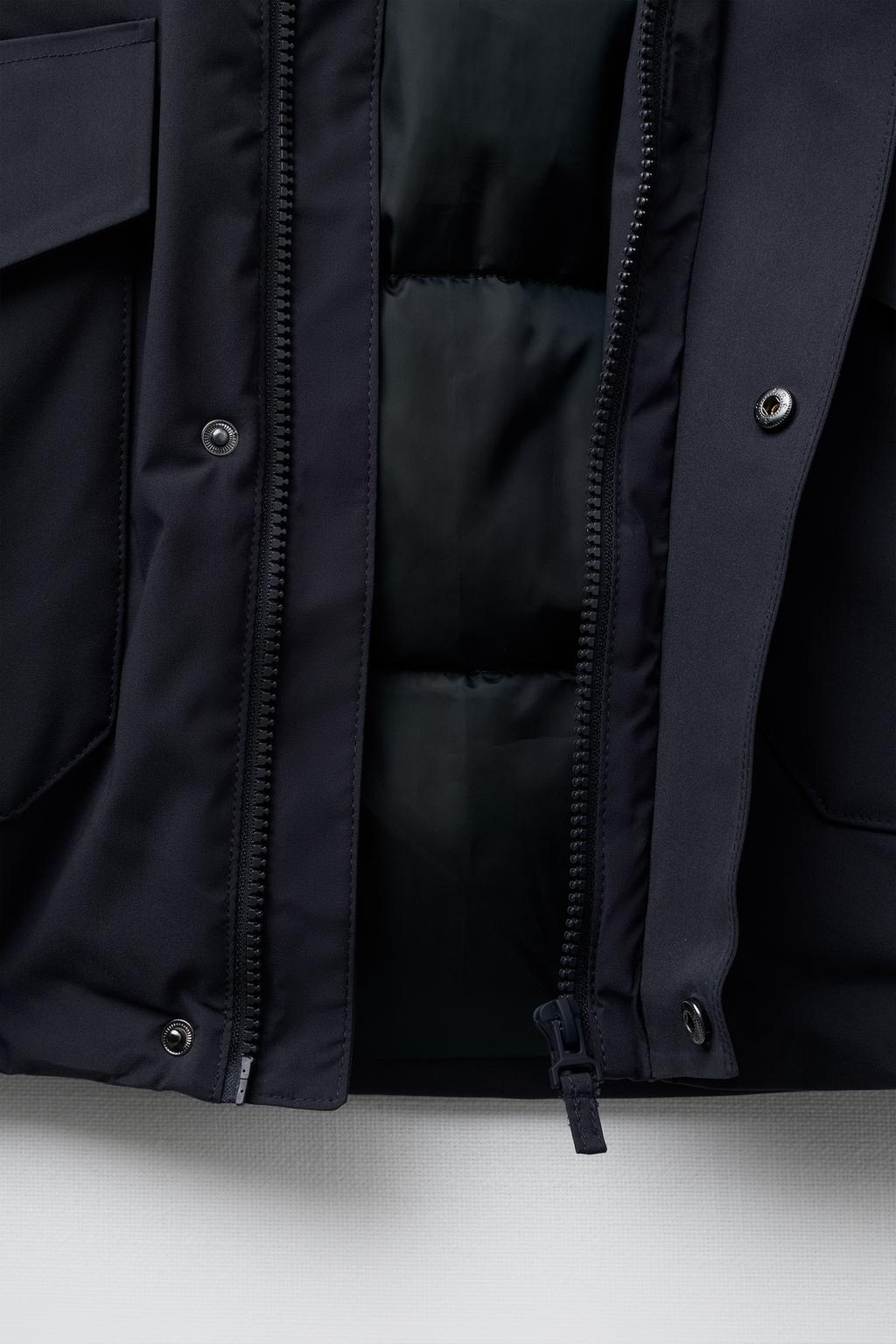 LONG FEATHER AND DOWN WATER-REPELLENT PUFFER JACKET WITH DETACHABLE FAUX FUR HOOD