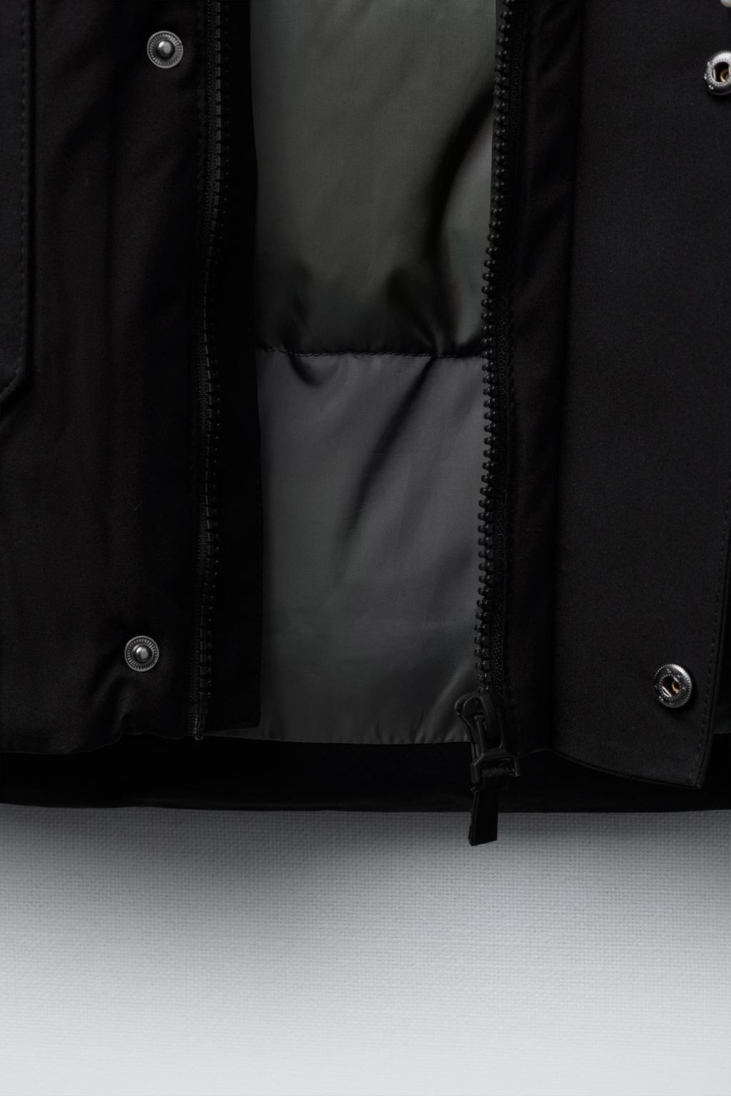 LONG FEATHER AND DOWN WATER-REPELLENT PUFFER JACKET WITH DETACHABLE FAUX FUR HOOD