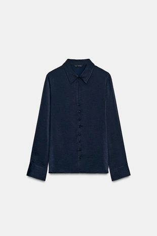 Атласная рубашка с разрезом- Заказать в России