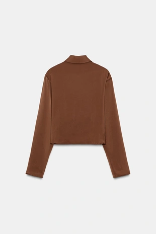 Атласная рубашка с эффектом драпировки- Заказать в России