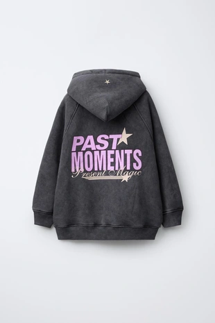 Купить Zara Толстовка с эффектом потертости с капюшоном и текстом