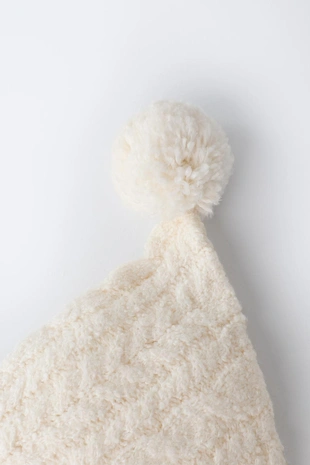 Ecru | 2582/438/712 - Zara Чепчик вязки «косы» с помпоном