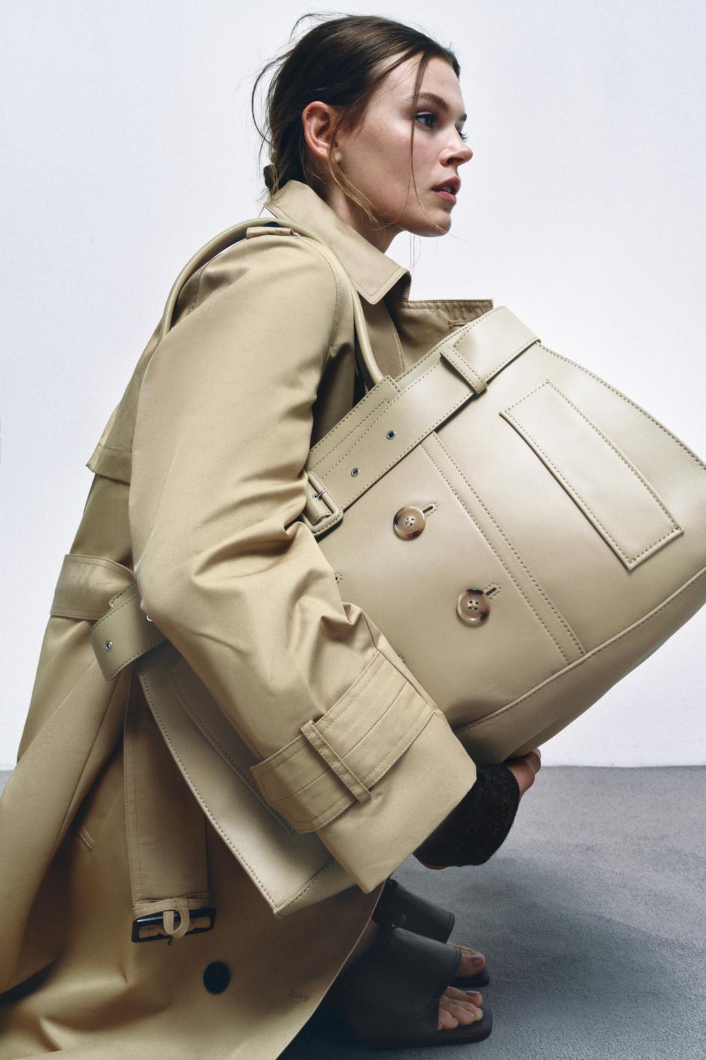 極美品　ムク　SAR Zara Городская сумка из кожи с ремнем - Цвет бежевый - beige