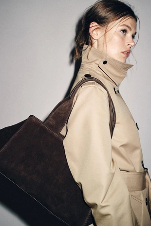 Замшевая сумка с двойной ручкой- Заказать в России