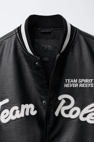 Бомбер из искусственной кожи с вышивкой- Заказать в России