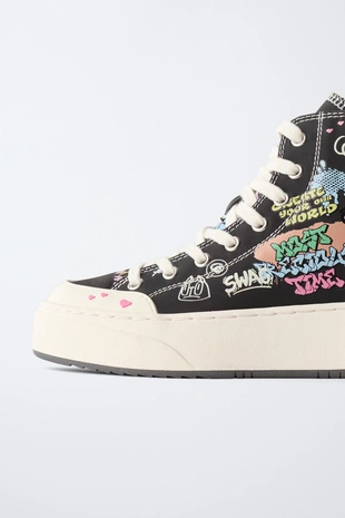 Высокие кеды с граффити- Заказать в России