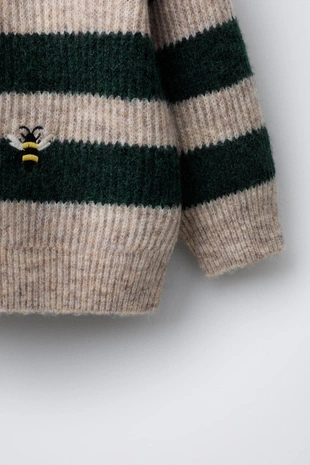 Джемпер в полоску с вышивкой «лес»- Заказать в России