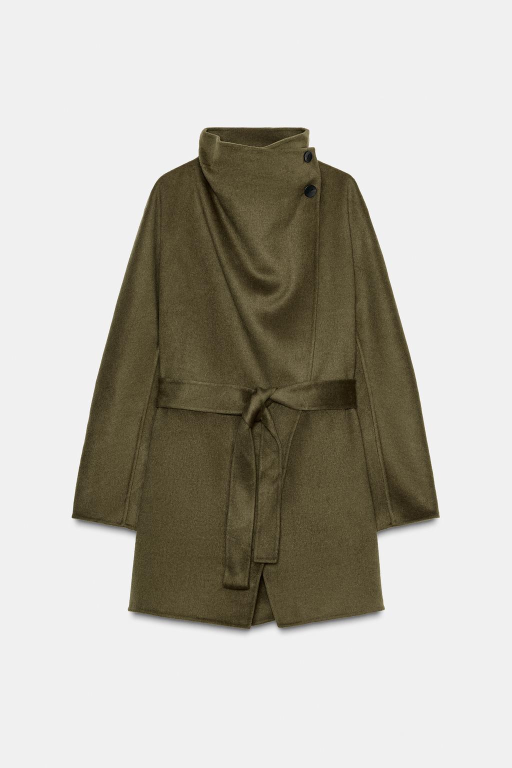 ПАЛЬТО С ВЫСОКИМ ВОРОТНИКОМ ИЗ СМЕСОВОЙ ШЕРСТИ — ZW COLLECTION