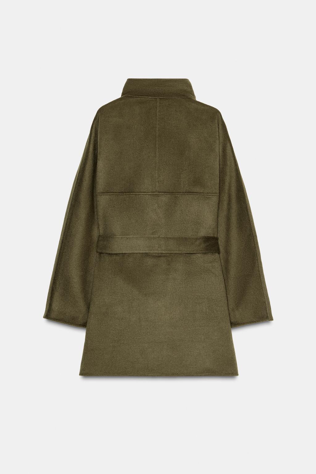 ПАЛЬТО С ВЫСОКИМ ВОРОТНИКОМ ИЗ СМЕСОВОЙ ШЕРСТИ — ZW COLLECTION