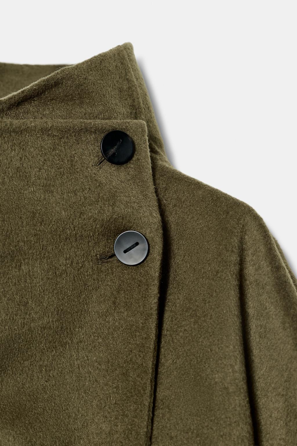 ПАЛЬТО С ВЫСОКИМ ВОРОТНИКОМ ИЗ СМЕСОВОЙ ШЕРСТИ — ZW COLLECTION