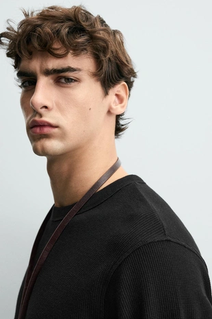 Футболка с рельефным узором «вафля»- Заказать в России