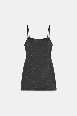 Короткое атласное платье со стразами- Заказать в России