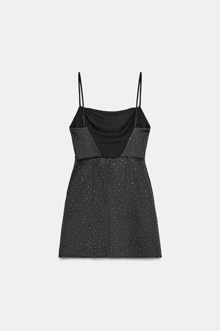 Короткое атласное платье со стразами- Заказать в России