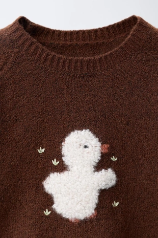 Brown | 5536/448/700 - Zara Вязаный свитер с вышивкой в виде утенка