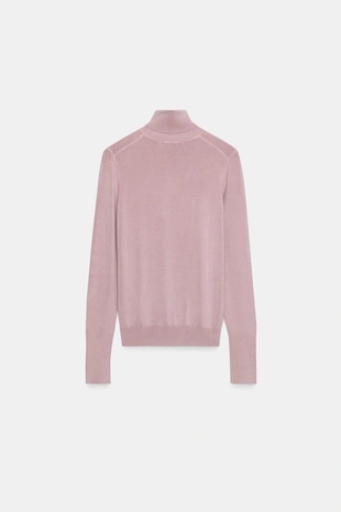 Dusty pink | 8851/181/676 - Zara Базовый трикотажный джемпер с высоким воротником
