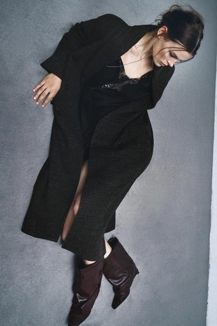 Кожаные ботильоны с гетрами на каблуке- Заказать в России