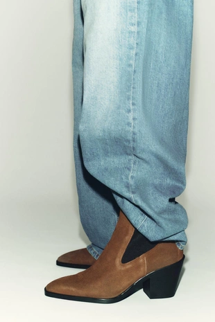 Замшевые ботильоны на каблуке- Заказать в России