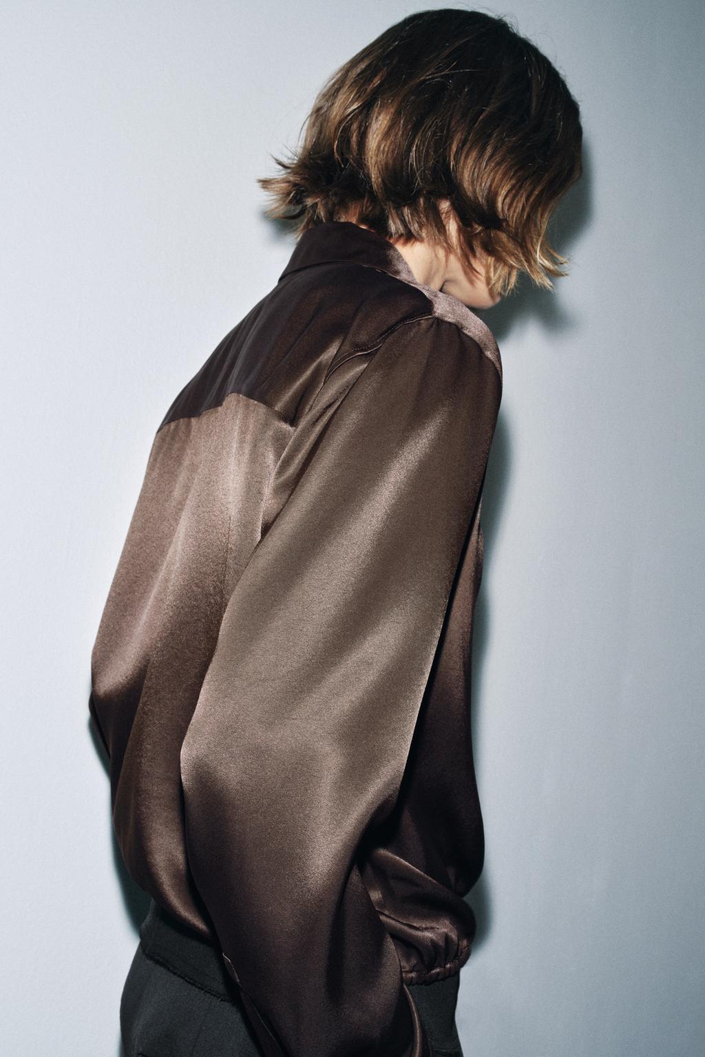 АТЛАСНАЯ БЛУЗА С ЛЕНТАМИ — ZW COLLECTION