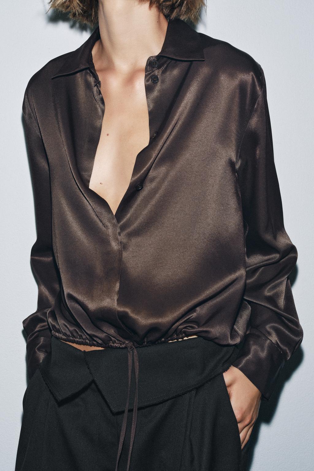АТЛАСНАЯ БЛУЗА С ЛЕНТАМИ — ZW COLLECTION