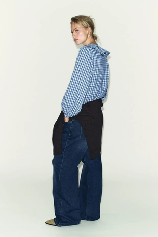 Blue/White | 9226/867/044 - Zara Блуза в клетку виши с воланами