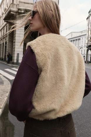 Жилет из искусственного меха на молнии- Заказать в России