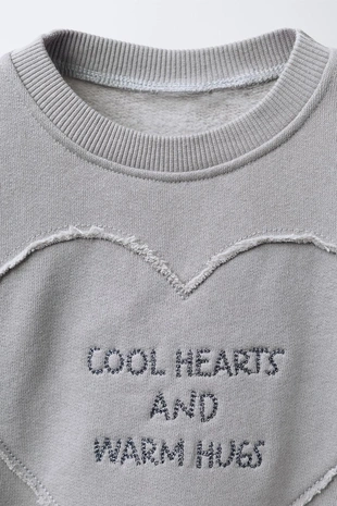Mid-grey | 5643/605/809 - Zara Толстовка с вышитым сердцем и надписью
