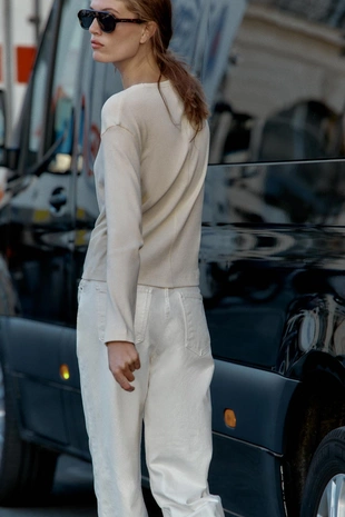 Футболка в рубчик с длинными рукавами- Заказать в России