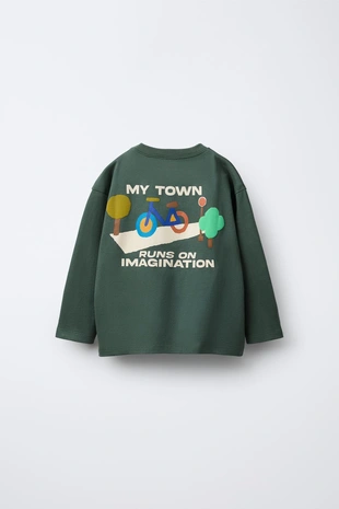 Купить Zara Футболка с рельефным принтом «пейзаж»