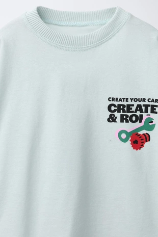 Light blue | 5643/903/406 - Zara Футболка с принтом автомобиля