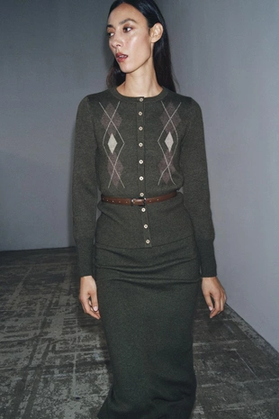 Купить Zara Кардиган с узором «ромбы» и поясом