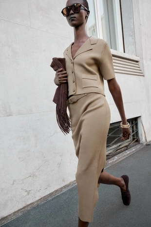 Вязаная куртка с короткими рукавами- Заказать в России