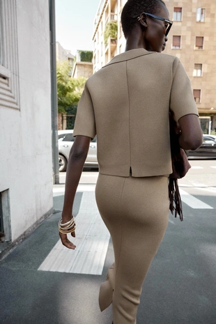 Вязаная куртка с короткими рукавами- Заказать в России