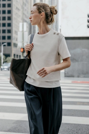 Купить Zara Комбинированный топ со стразами