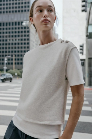 Комбинированный топ со стразами- Заказать в России