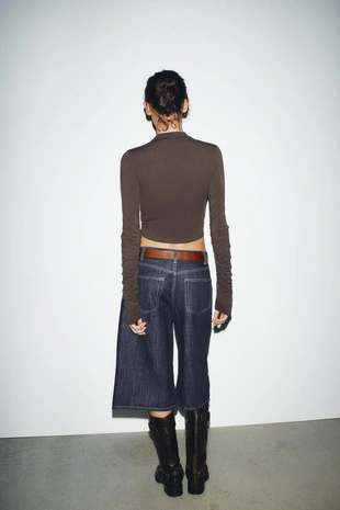 Футболка из хлопка и модала со сборками- Заказать в России