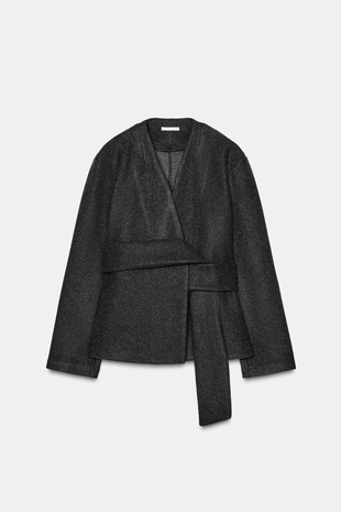 Мягкая куртка с поясом- Заказать в России