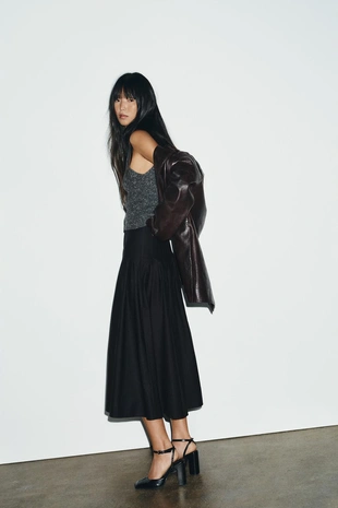 Юбка миди со складками- Заказать в России